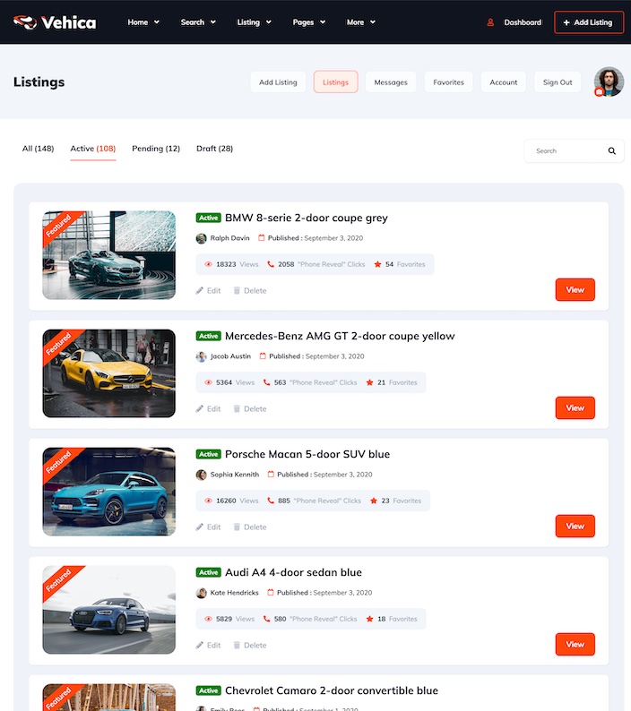 User Listings